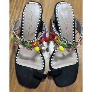 Women's Betsey Johnson Mid Heel Sandals - Size 7 Beaded Fun Slip On
